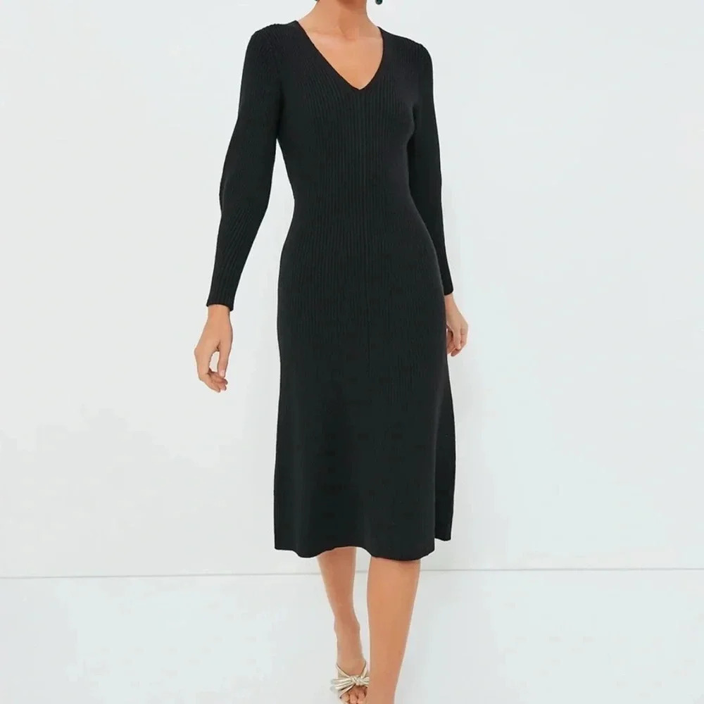 Hyacinth House Knit Sweater Dress V-Neck Long Sleeve Elegant Classy M